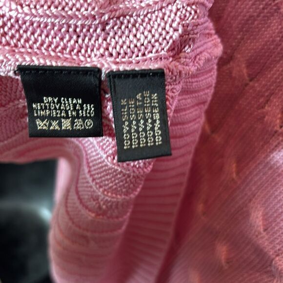 Ralph Lauren black label pink open front cardigan 100% silk knit braided xs - Picture 5 of 5